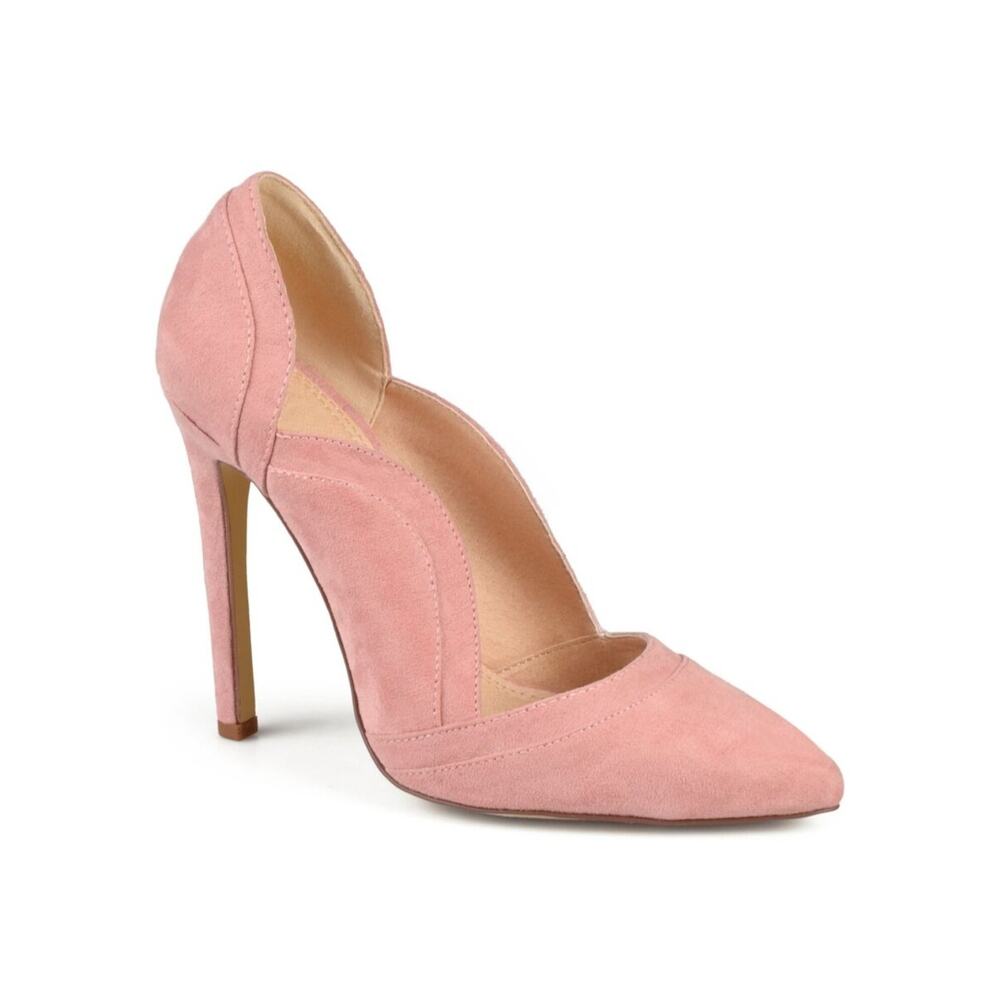 Journee Collection Women's Pink Faux Suede Pointed Toe High Heel Pump - Size 11